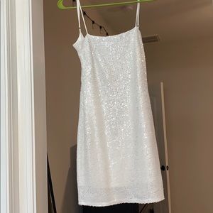 white sequins hoco or party dress